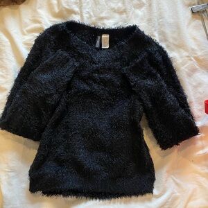 Chic Black Fuzzy Sweater